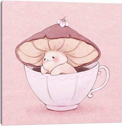 Coffee Bath Canvas Art Print - Mushroom Art