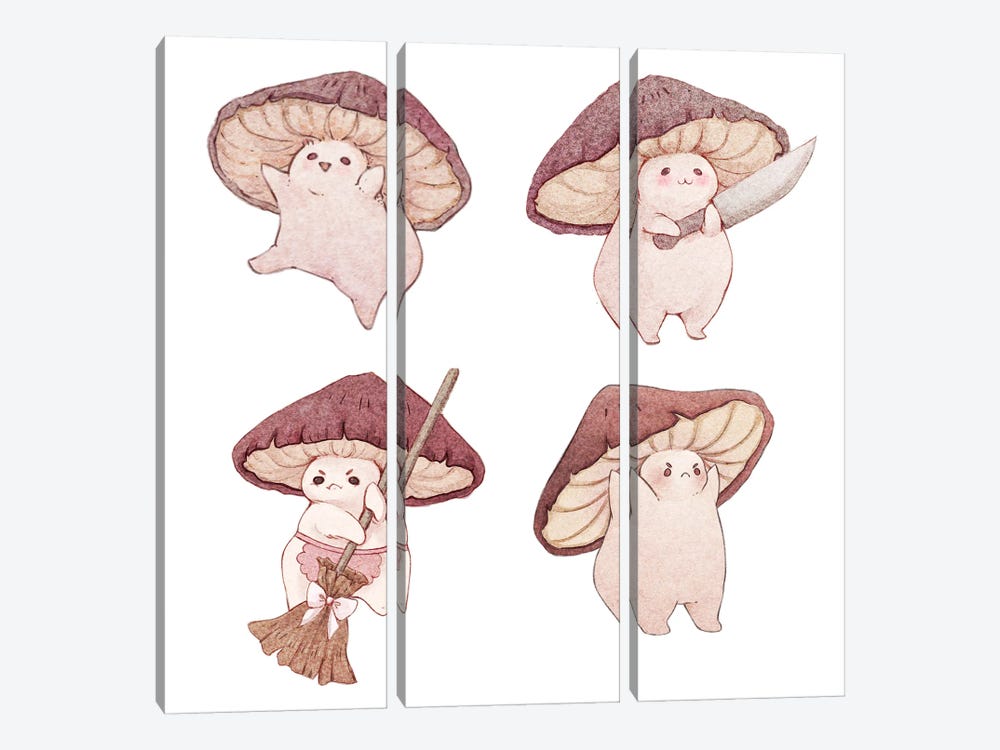 Mushroom Moods by Fairydrop Art 3-piece Canvas Print