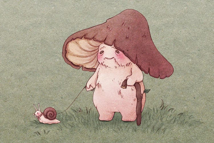 Elderly Mushroom Walking Pet Snail