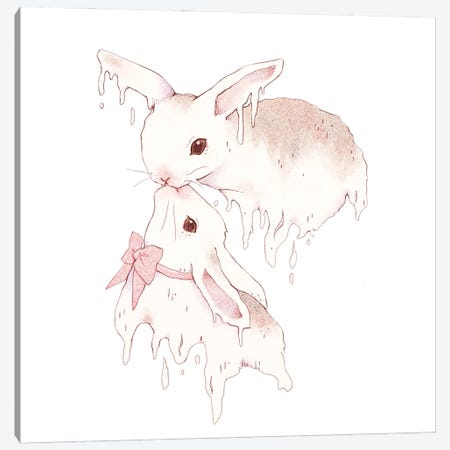 Melting Marshmallow Bunnies Canvas Print #FYA32} by Fairydrop Art Canvas Wall Art
