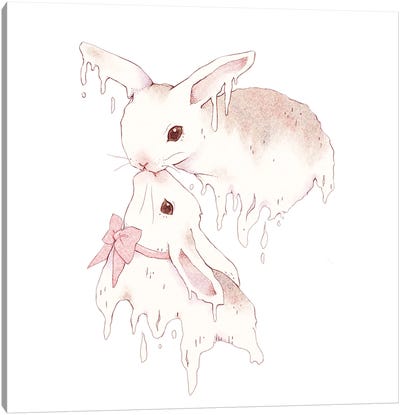 Melting Marshmallow Bunnies Canvas Art Print - Fairydrop Art