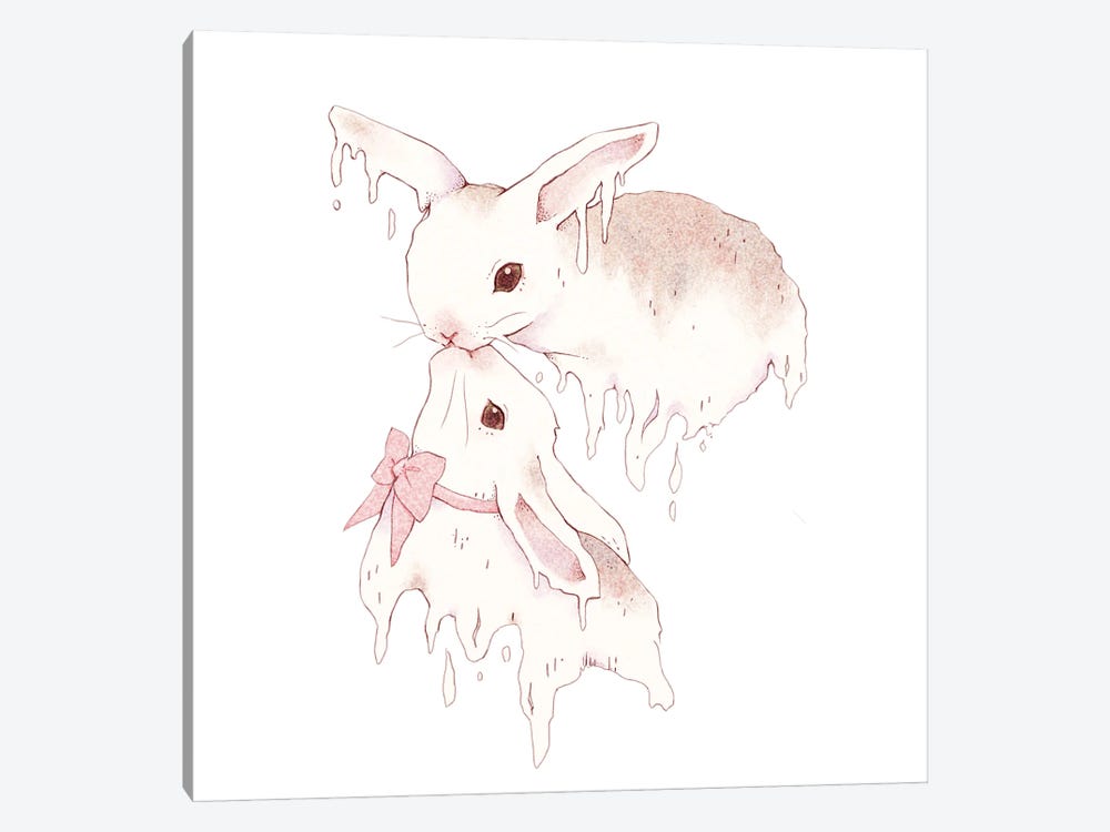 Melting Marshmallow Bunnies by Fairydrop Art 1-piece Canvas Art Print