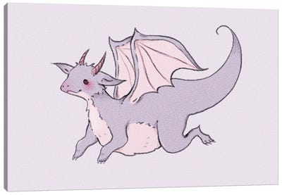 Soft Pastel Dragon Friend Canvas Art Print - Fairydrop Art