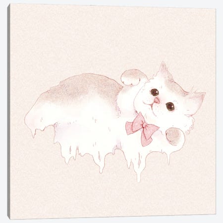 Marshmallow Kitty Canvas Print #FYA41} by Fairydrop Art Canvas Print