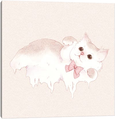Marshmallow Kitty Canvas Art Print - Fairydrop Art