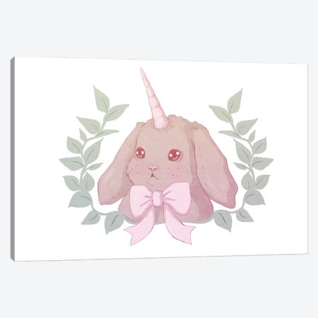 Unicorn Bunny Canvas Print #FYA43} by Fairydrop Art Art Print