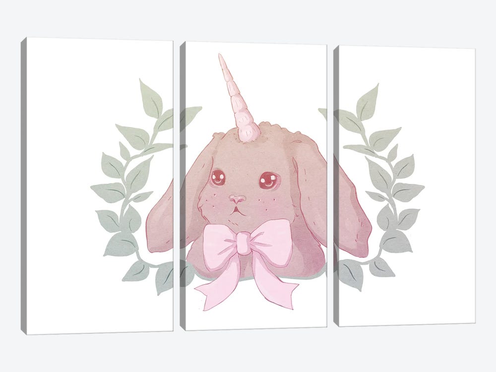 Unicorn Bunny by Fairydrop Art 3-piece Art Print