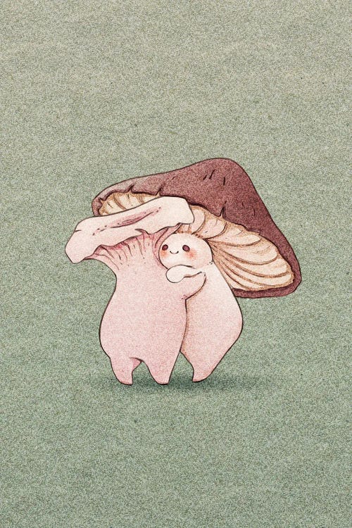 Friendly Mushroom Hug Canvas Artwork by Fairydrop Art | iCanvas