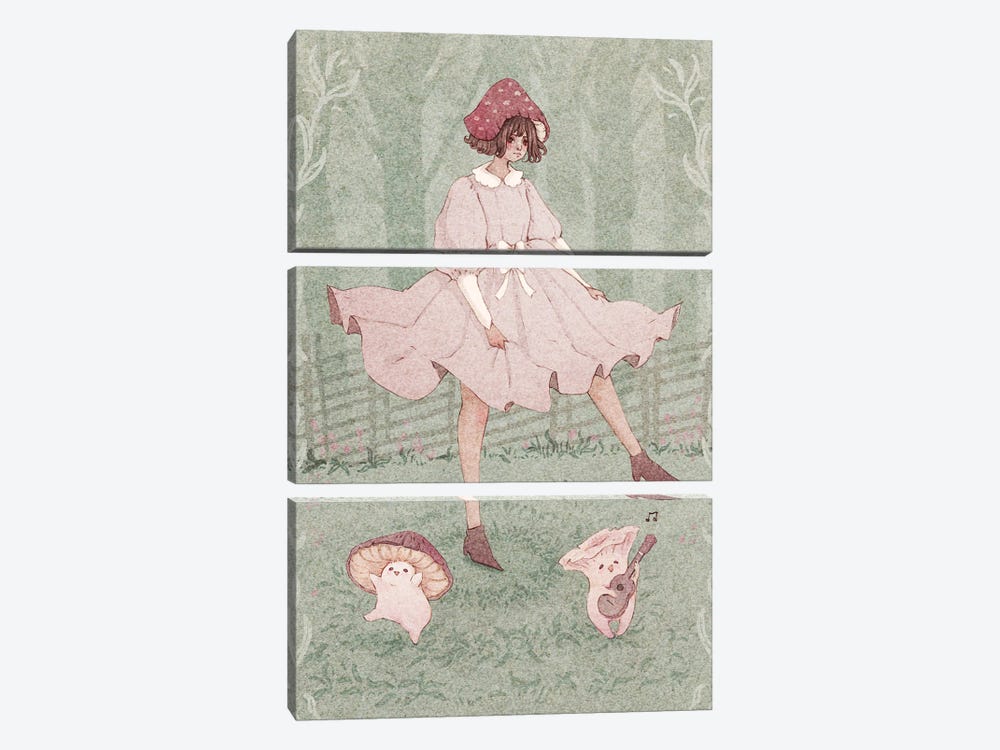 Mushroom Dance by Fairydrop Art 3-piece Canvas Print