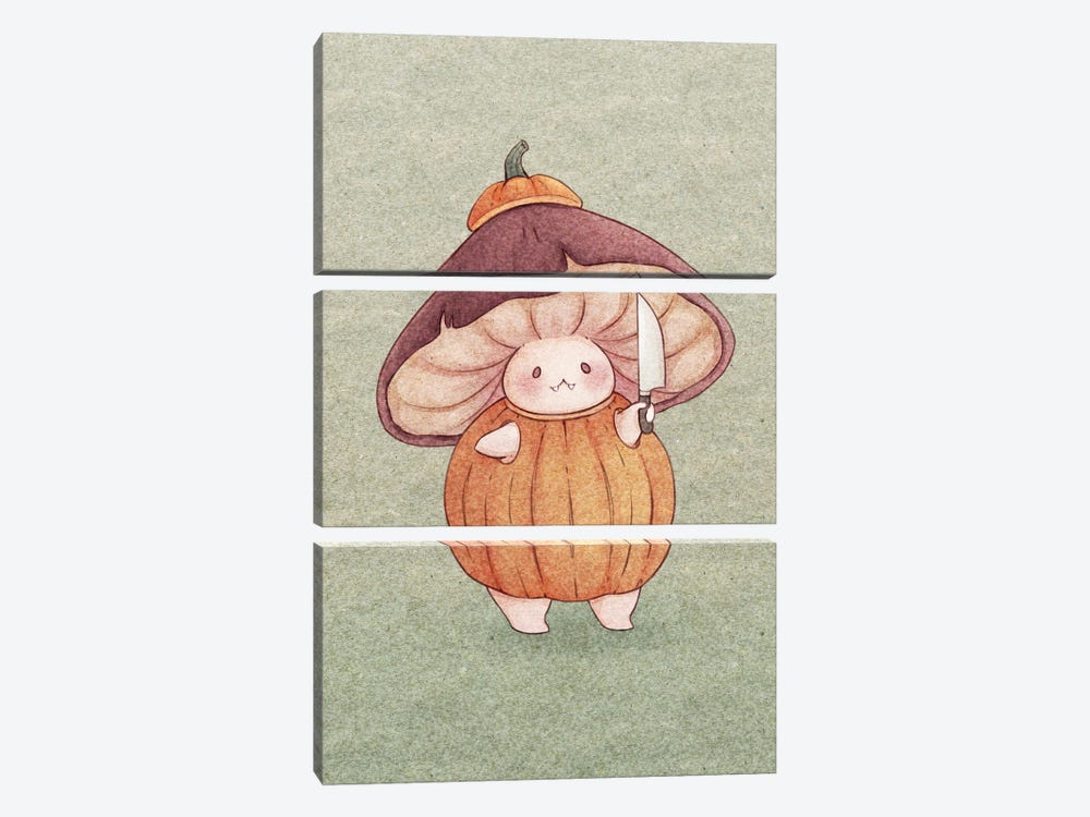 Pumpkin Mushroom by Fairydrop Art 3-piece Art Print