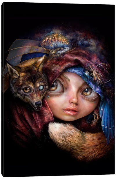 Little Wolf Canvas Art Print - Brown Art