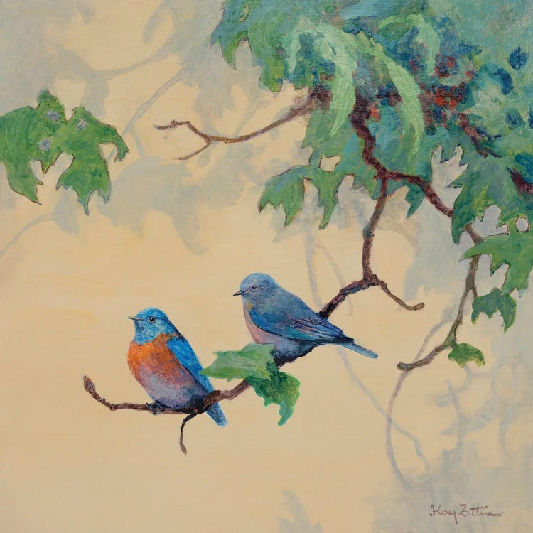 Blue Birds Together by Floy Zittin wall art