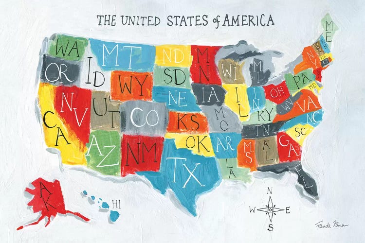 US Map by Farida Zaman wall art