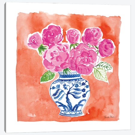 Chinoiserie Roses I Canvas Print #FZA153} by Farida Zaman Canvas Art