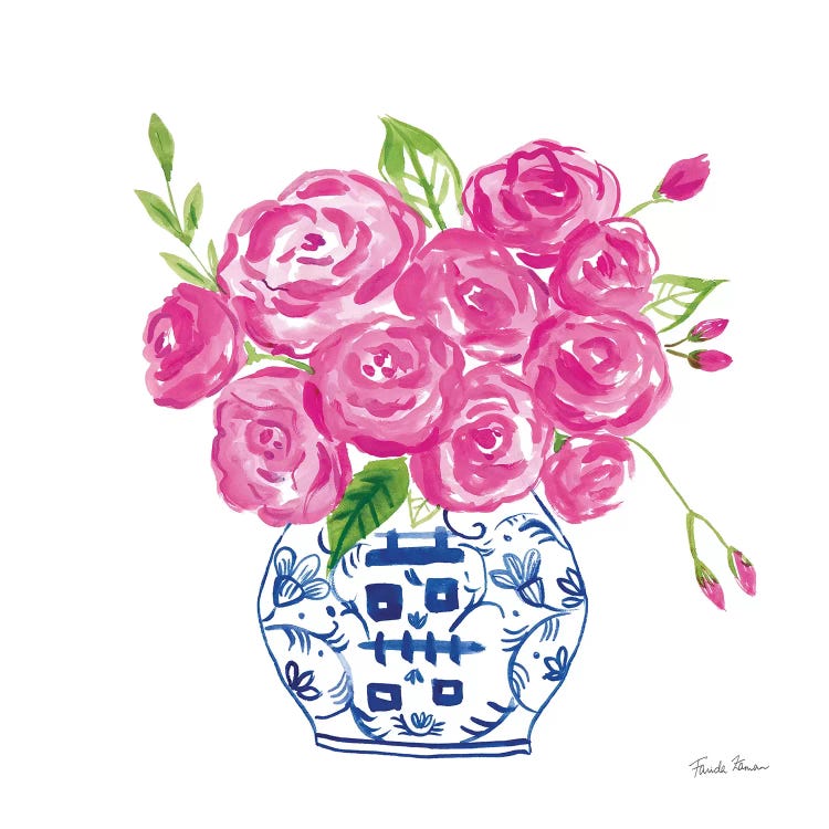 Chinoiserie Roses on White II