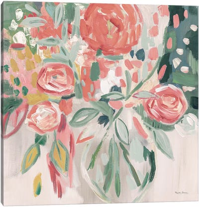 Summer Pink Floral Modern Canvas Art Print - Farida Zaman
