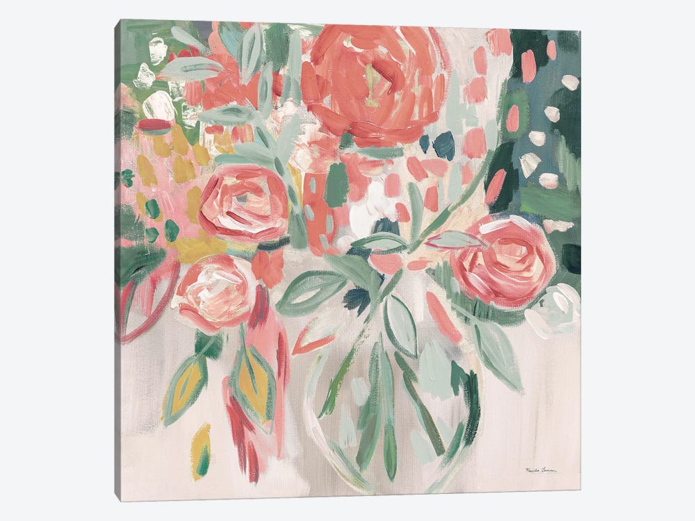 Summer Pink Floral Modern by Farida Zaman 1-piece Canvas Artwork