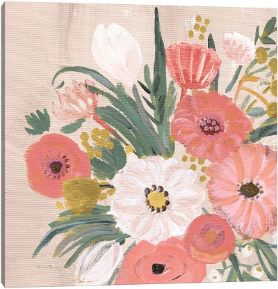 Vintage Floral IV Flipped Modern Canvas Art Print - Farida Zaman