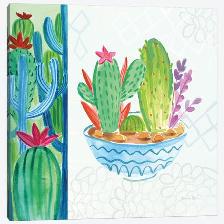 Cacti Garden II no Birds and Butterflies Canvas Print #FZA168} by Farida Zaman Canvas Art Print
