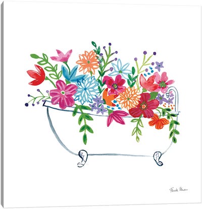 Floral Bathroom I  Canvas Art Print - Farida Zaman
