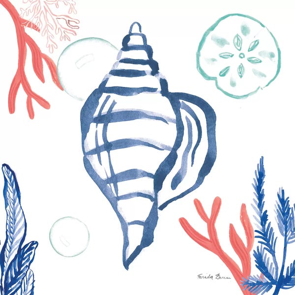 Kids Nautical Art: Coastal Jewels II Coral Cove by Farida Zaman