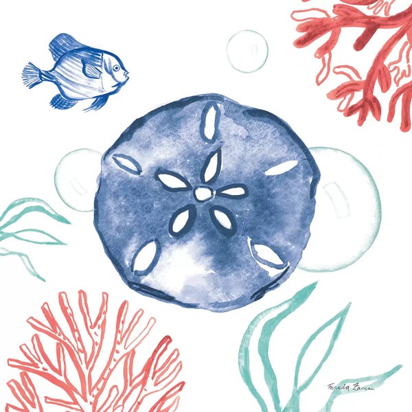 Kids Nautical Art: Coastal Jewels IV Coral Cove by Farida Zaman