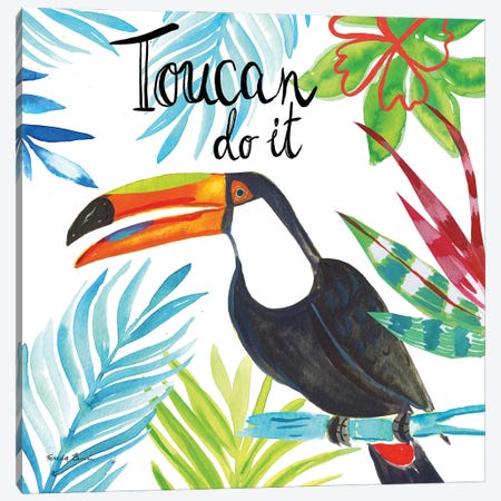 Tropicana II Toucan Canvas Print #FZA198} by Farida Zaman Canvas Wall Art