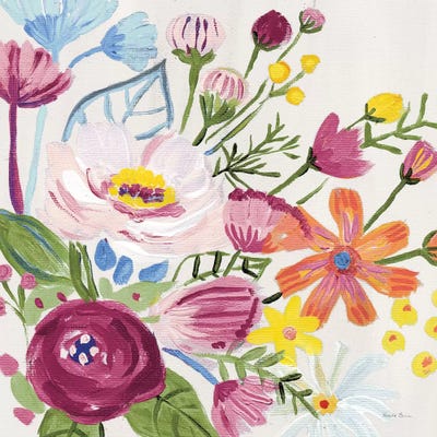 Vintage Floral II v2 Crop by Farida Zaman framed canvas print