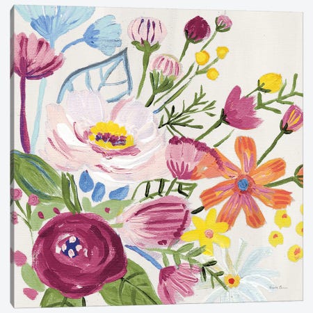 Vintage Floral II v2 Crop Canvas Print #FZA199} by Farida Zaman Canvas Wall Art