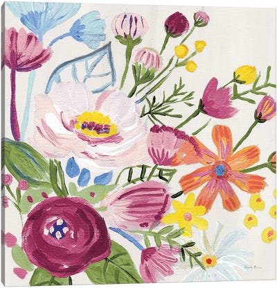 Vintage Floral II v2 Crop Canvas Art Print - Farida Zaman