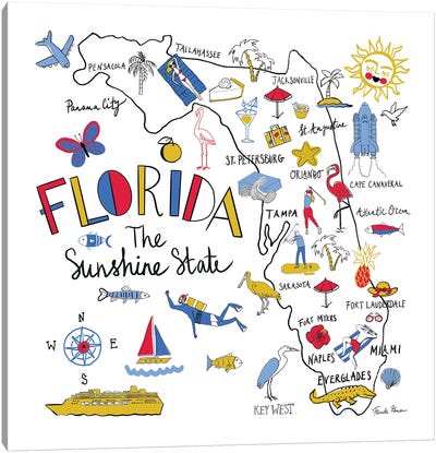 Florida Canvas Art Print - State Maps
