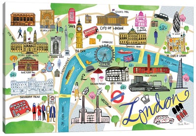 London Map Canvas Art Print - Travel Art