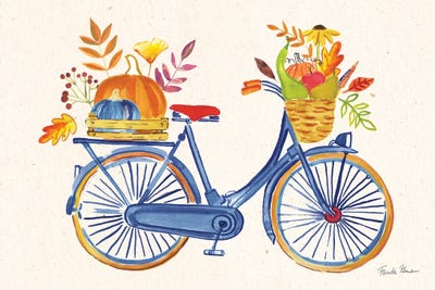Autumn Harvest I (Navy Bicycle) by Farida Zaman art print