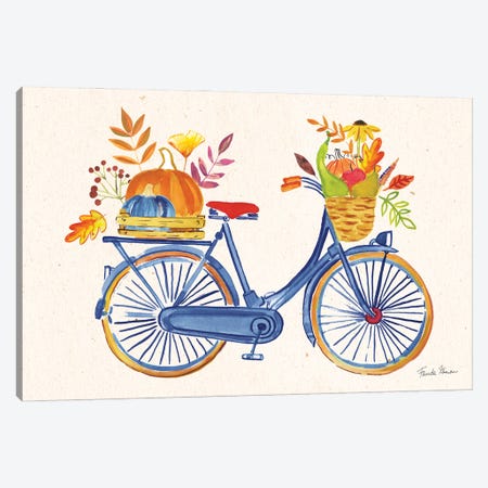Autumn Harvest I (Navy Bicycle) Canvas Print #FZA280} by Farida Zaman Canvas Wall Art