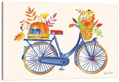 Autumn Harvest I (Navy Bicycle) Canvas Art Print - Farida Zaman