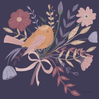 Royal Birds II On Purple Background by Farida Zaman canvas print