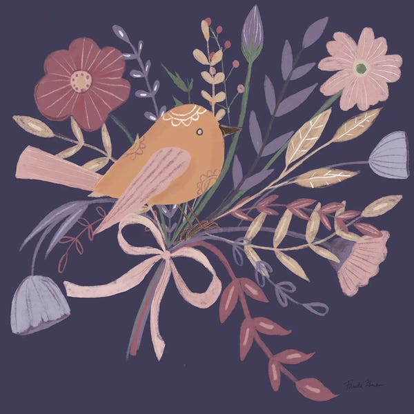 Farida Zaman: Royal Birds II On Purple Background by Farida Zaman