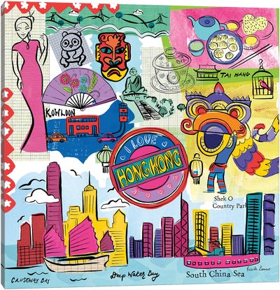 Global Travel XIV Canvas Art Print - Hong Kong
