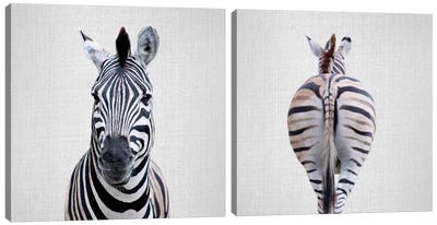 Zebra Diptych Canvas Art Print - Art Sets | Triptych & Diptych Wall Art