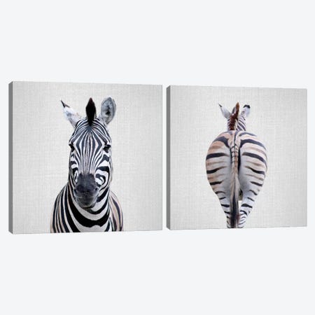 Zebra Diptych Canvas Print Set #GAD2HSET003} by Gal Design Canvas Art