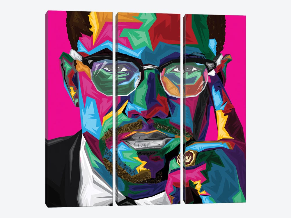 Malcolm X by Graph Atik 3-piece Canvas Art