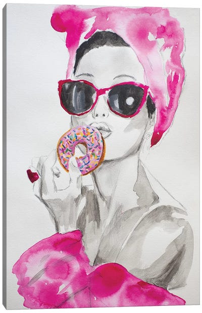 Pink Temptations  Canvas Art Print - Audrey Hepburn