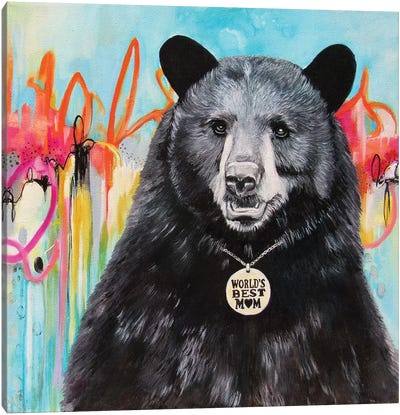 World's Best Mom Canvas Art Print - Black Bear Art