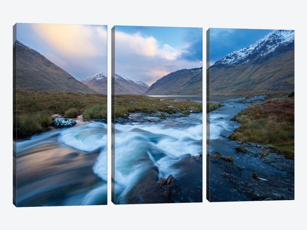 Winter Sunset, Glencullen River, County Mayo, Connacht Province, Republic Of Ireland by Gareth McCormack 3-piece Canvas Wall Art
