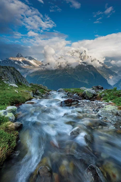 Alpine Stream Beneath The Aiguille Verte I, Chamonix Valley, French Alps, France