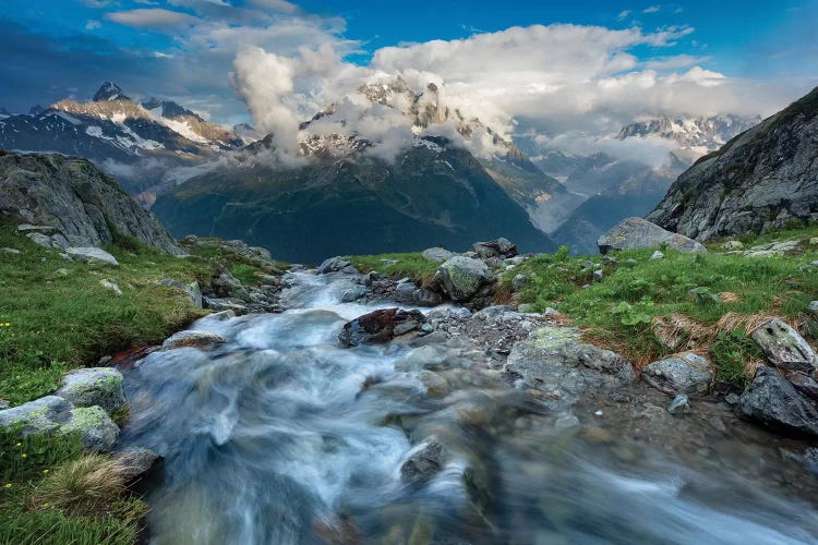 Alpine Stream Beneath The Aiguille Verte II, Chamonix Valley, French Alps, France