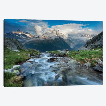 Alpine Stream Beneath The Aiguille Verte II, Chamonix Valley, French Alps, France Canvas Print #GAR123} by Gareth McCormack Canvas Artwork