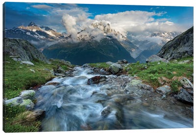 Alpine Stream Beneath The Aiguille Verte II, Chamonix Valley, French Alps, France Canvas Art Print - Gareth McCormack