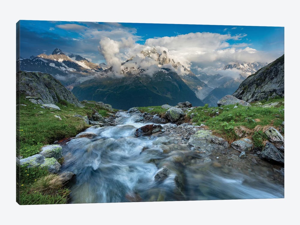 Alpine Stream Beneath The Aiguille Verte II, Chamonix Valley, French Alps, France by Gareth McCormack 1-piece Canvas Wall Art