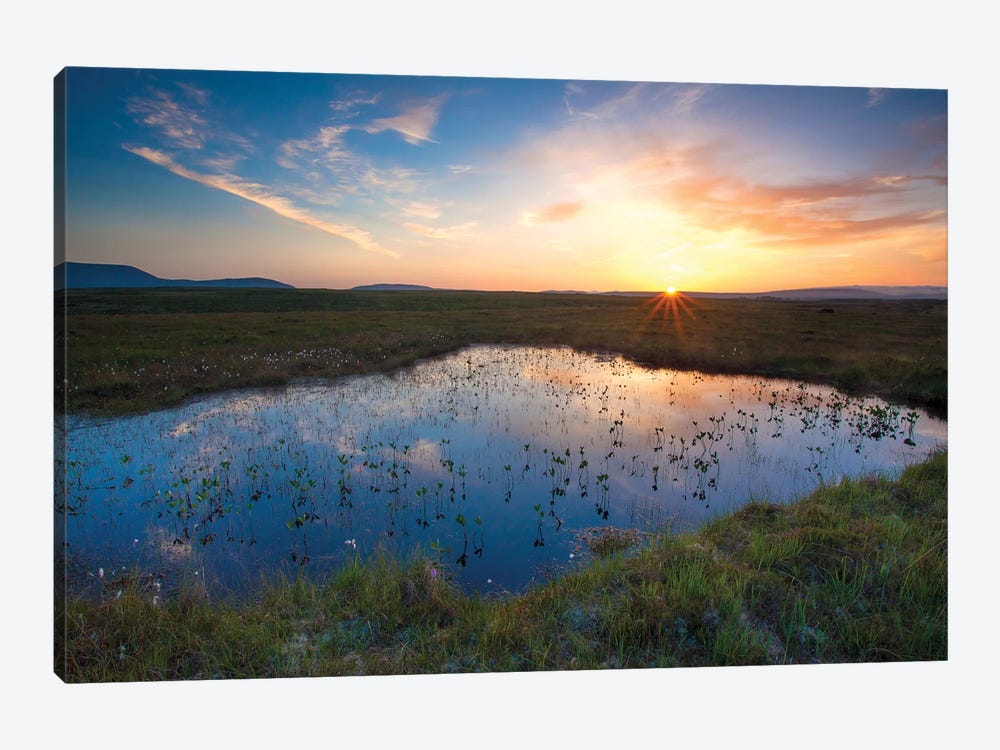 Bog Pool Sunset Beneath The Nephin Beg Mountains, Ballycroy National Park, County Mayo, Ireland by Gareth McCormack 1-piece Art Print
